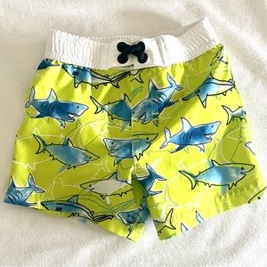Wonder Nation Green Shark Swim Shorts With Elastic and Mesh Undies Size 12 Month